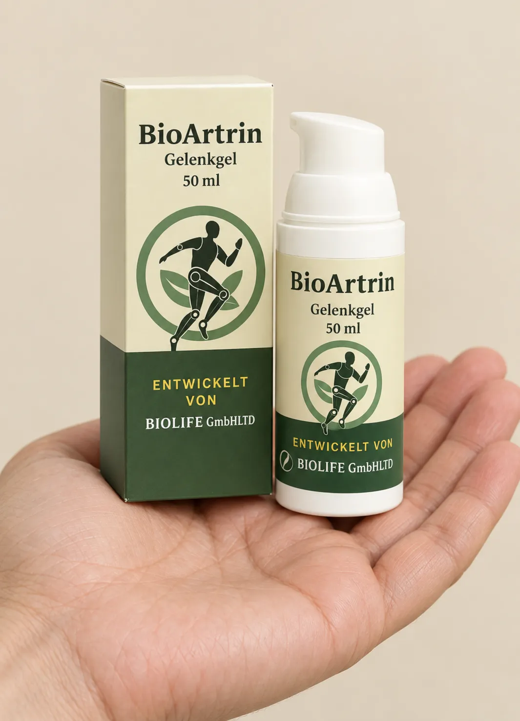BioArtrin — Verpackung in der Hand