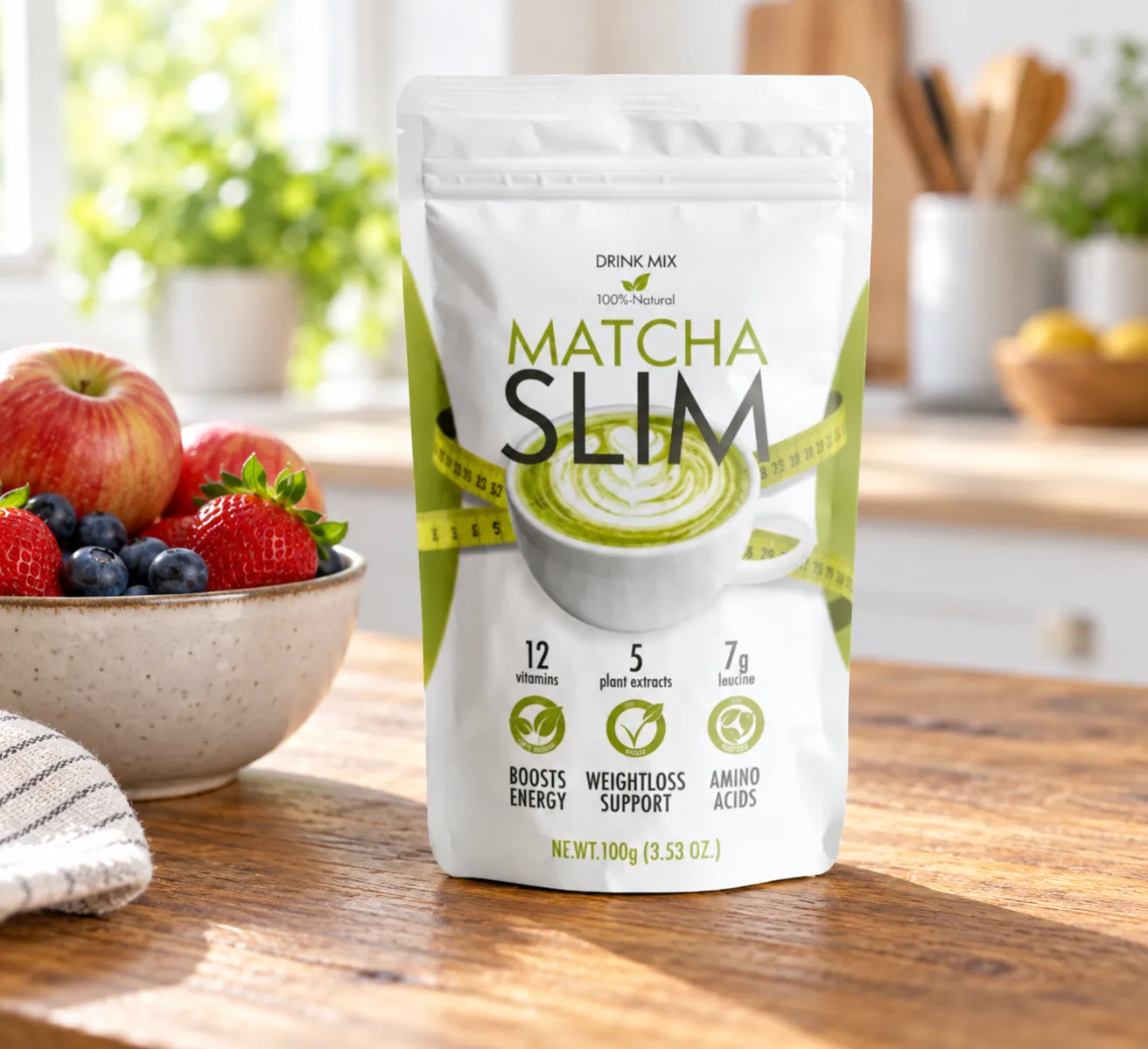 Matcha Slim — Verpackung im Alltag