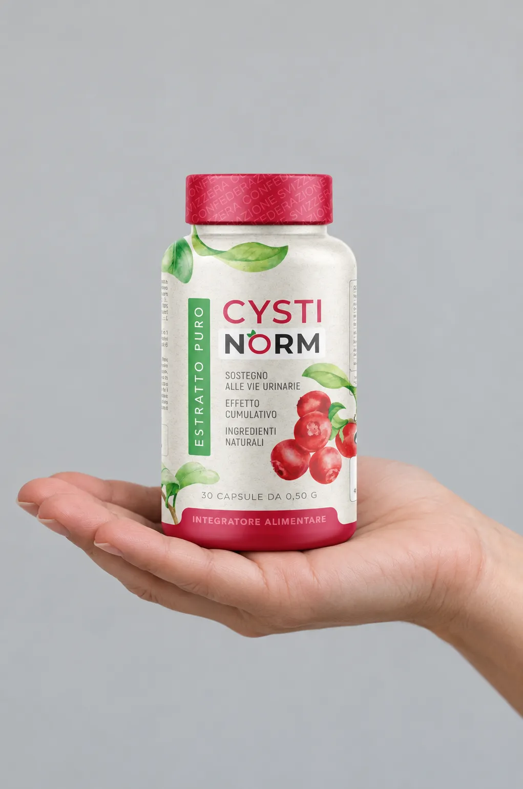 CYSTINORM — Verpackung in der Hand