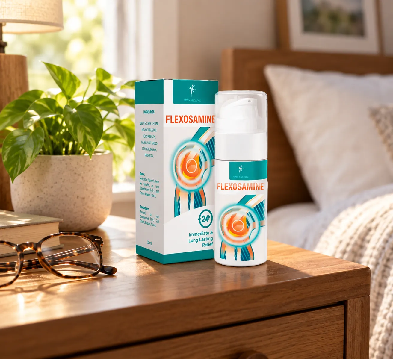 Flexosamine Gel — Verpackung im Alltag