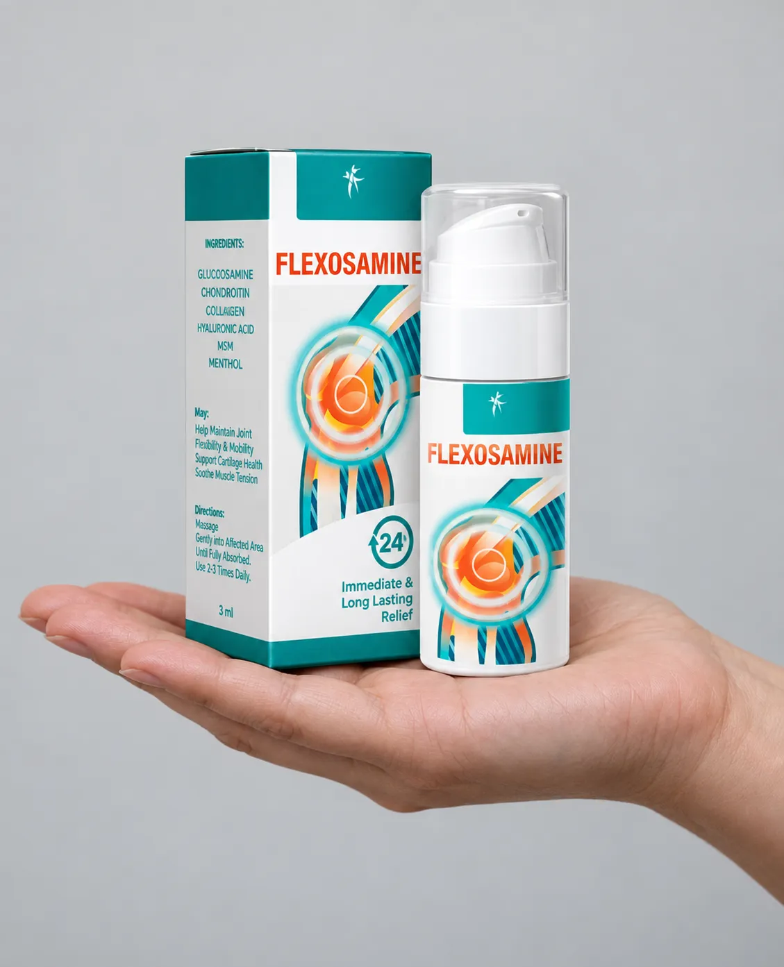 Flexosamine Gel — Verpackung in der Hand