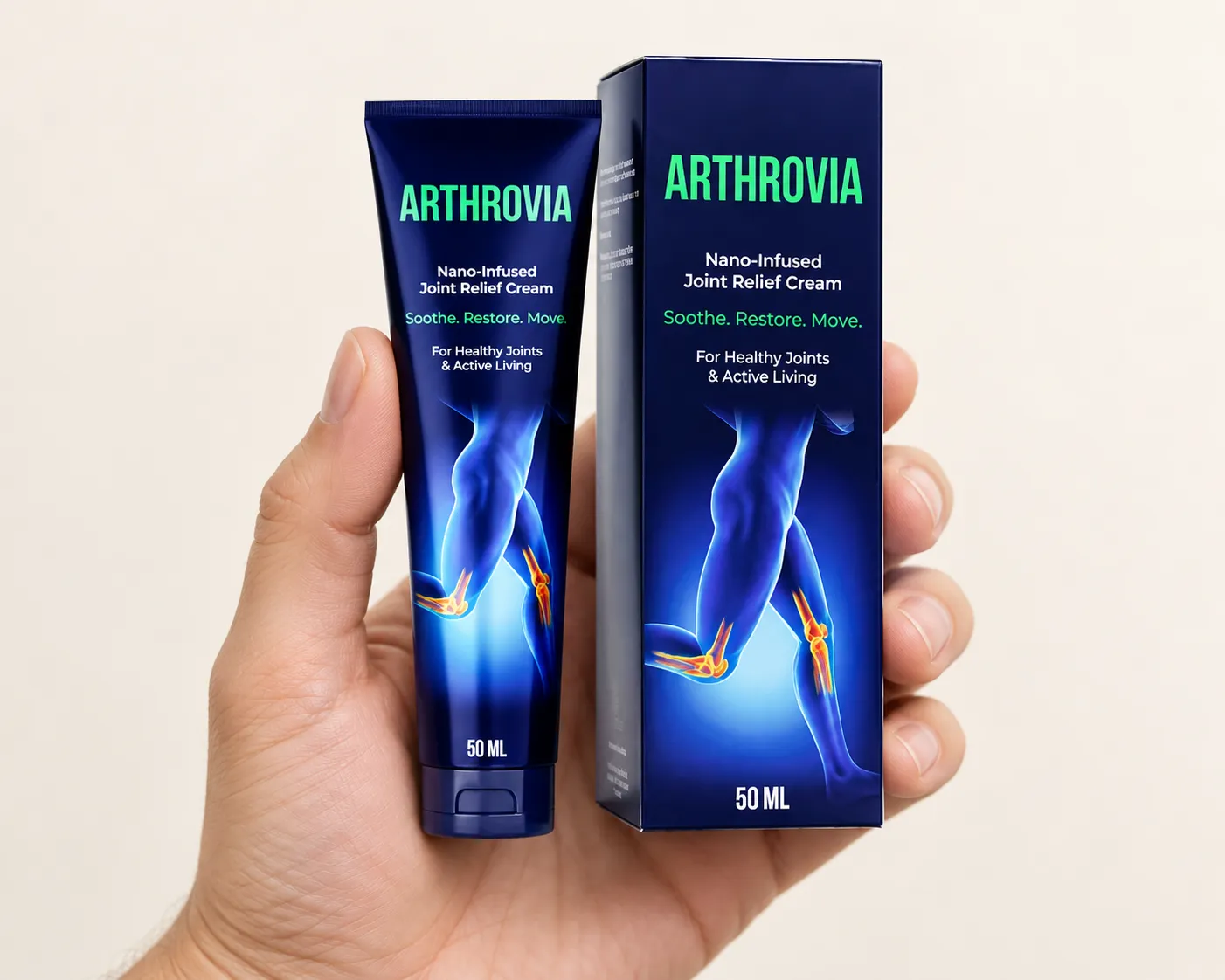 Arthrovia — Verpackung in der Hand