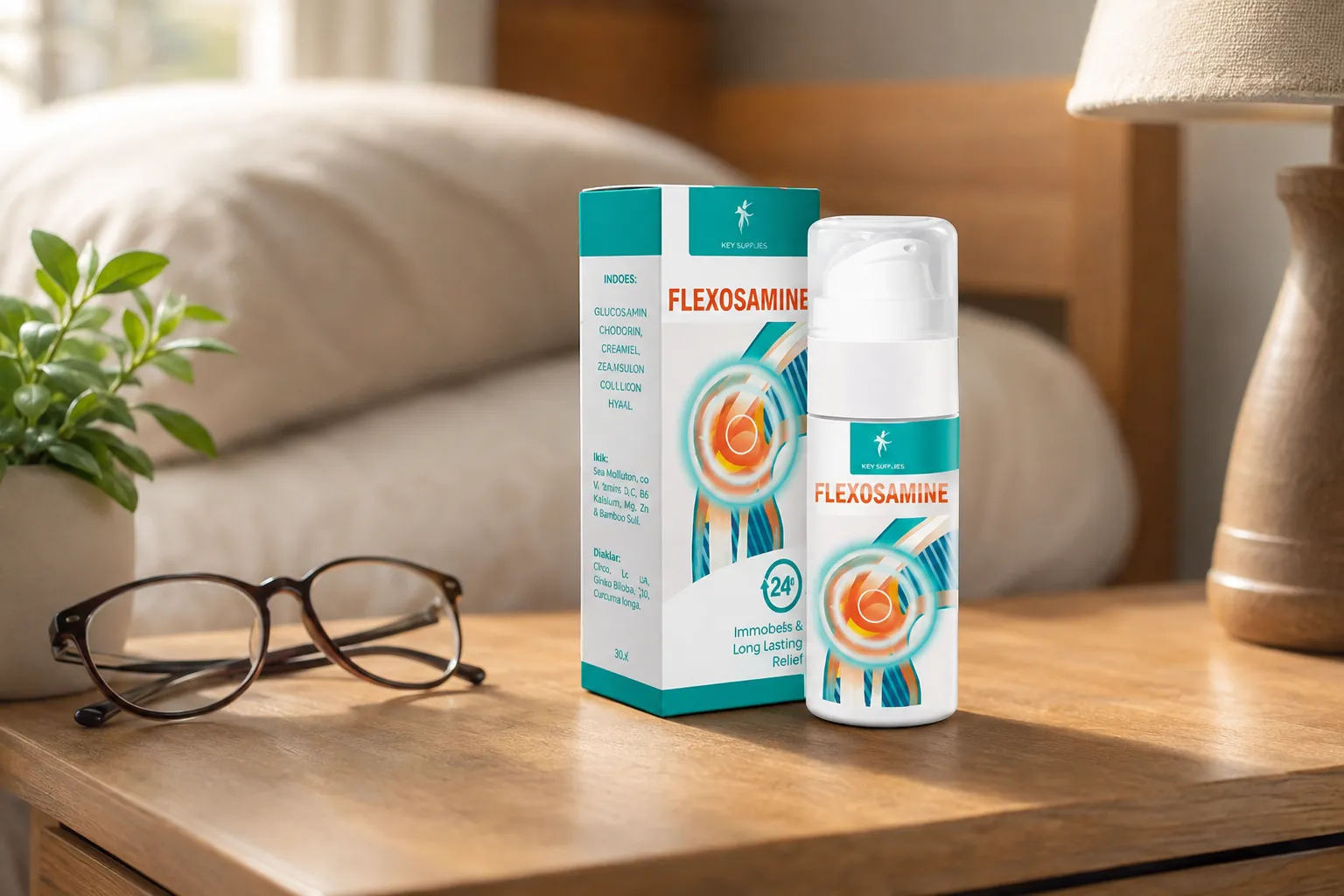 Flexosamine Gel — Verpackung im Alltag