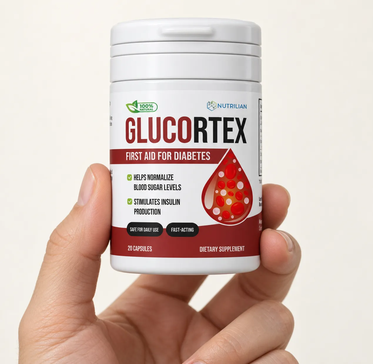 Glucortex — Verpackung in der Hand
