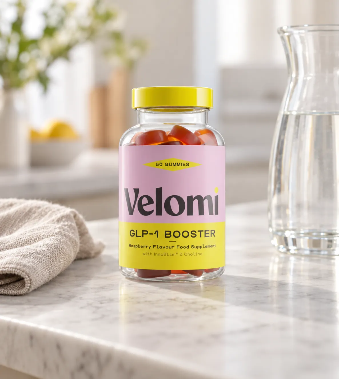 Velomi GLP-1 Gummies — Verpackung im Alltag