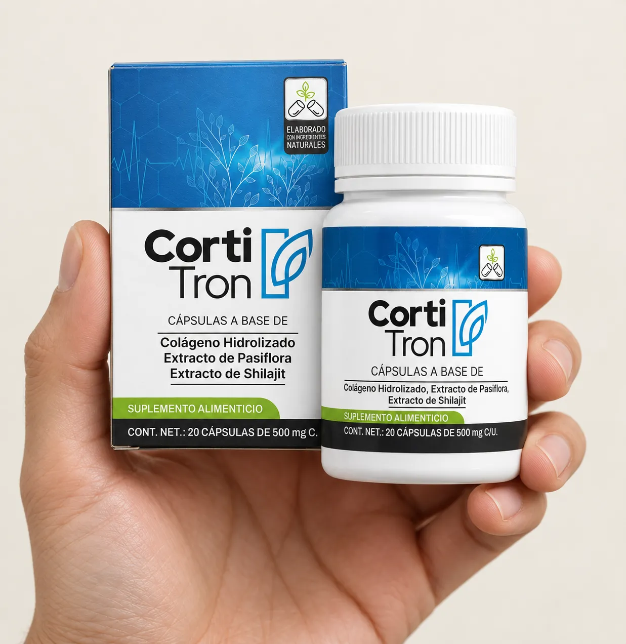 Cortitron — Verpackung in der Hand