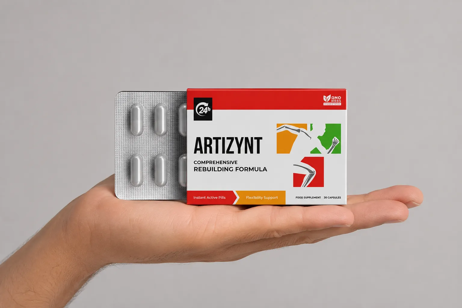 ArtiZynt caps — Verpackung in der Hand