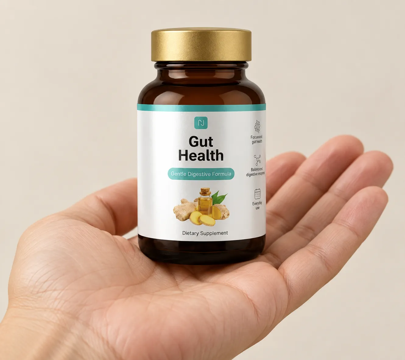 Gut health — Verpackung in der Hand