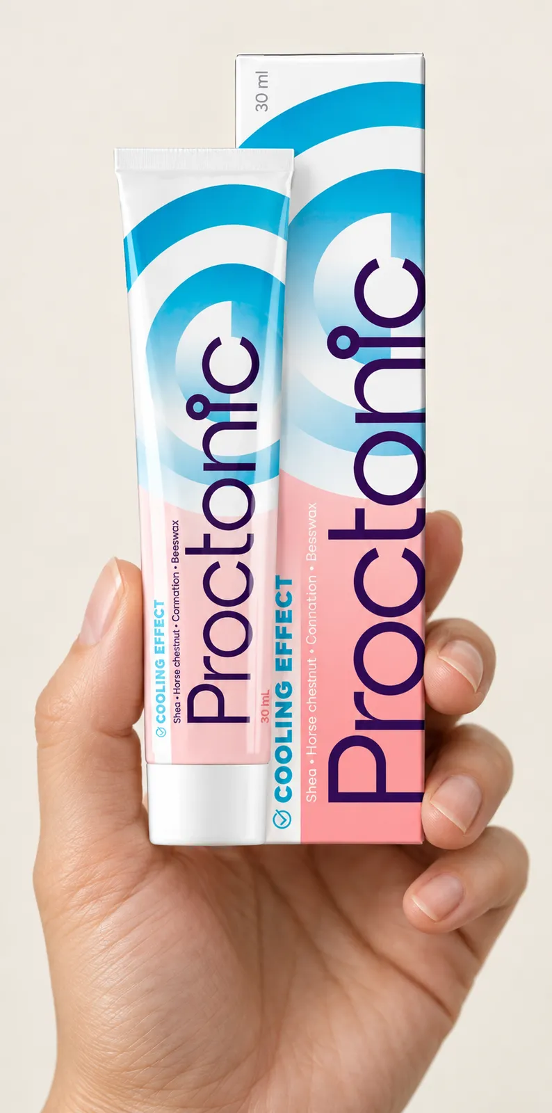 Proctonic — Verpackung in der Hand