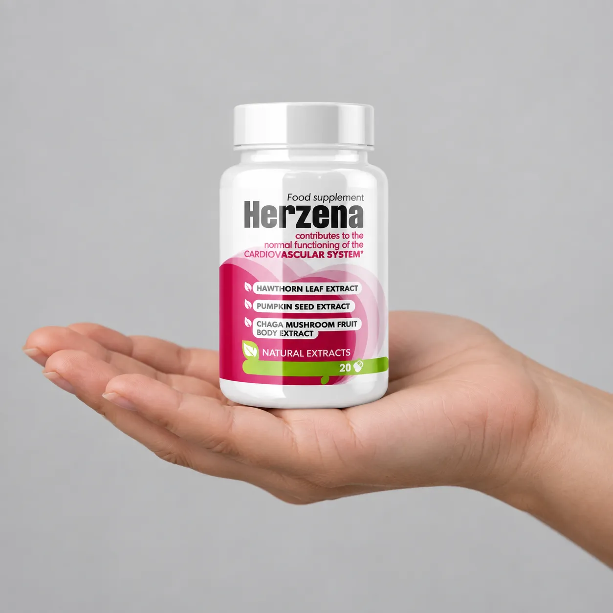 Herzena — Verpackung in der Hand