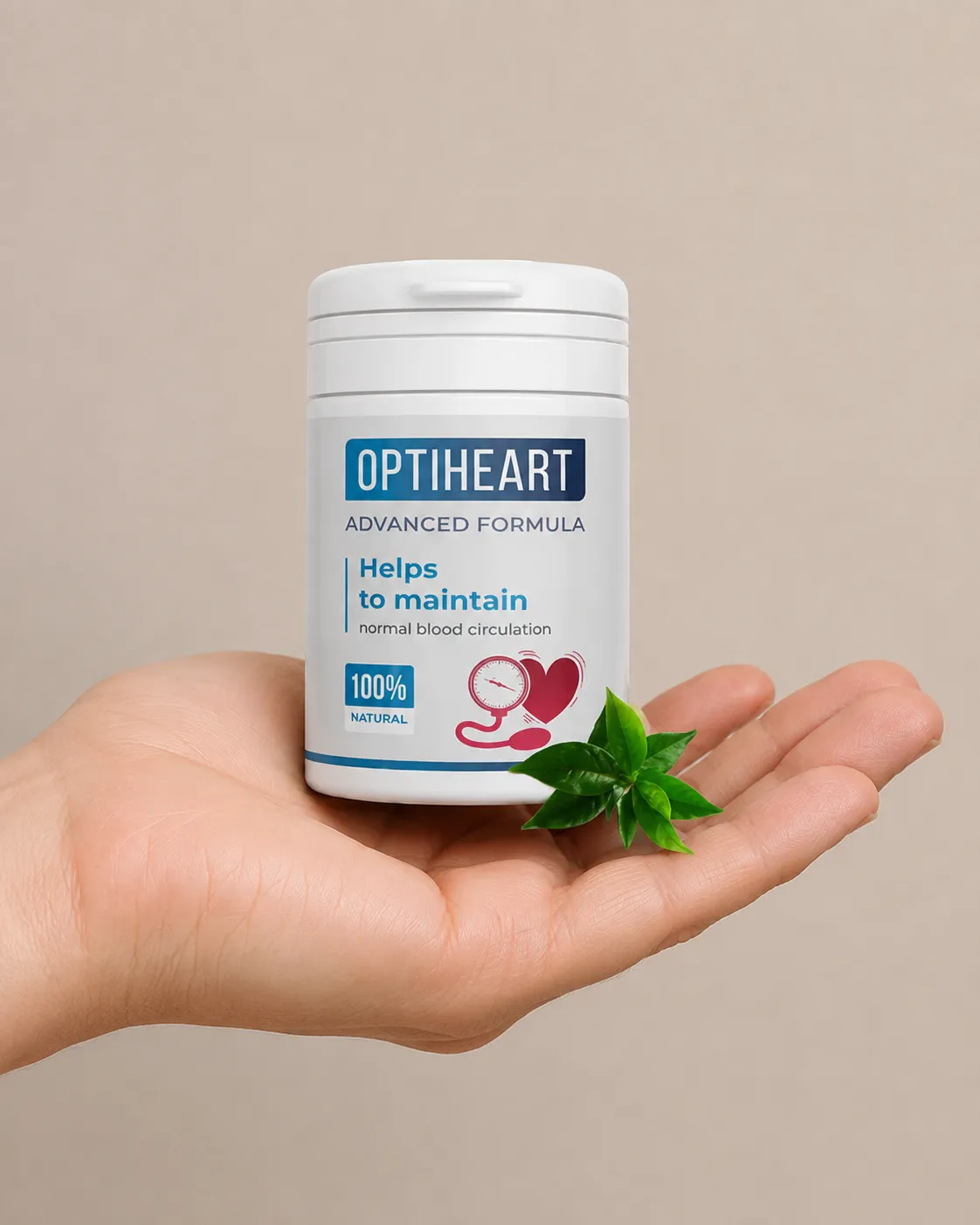 Optiheart — Verpackung in der Hand